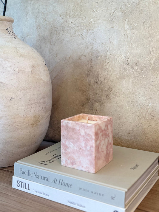 Cream Rose Marble Candle